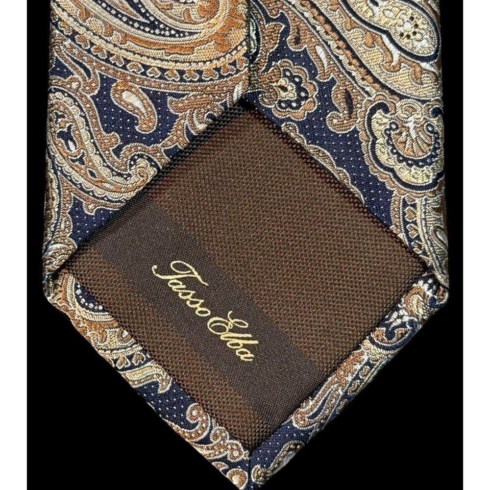 Tasso Elba Corporate Men's Blue/Brown Paisley 100% Silk Classic Neck-Tie 58 X 3